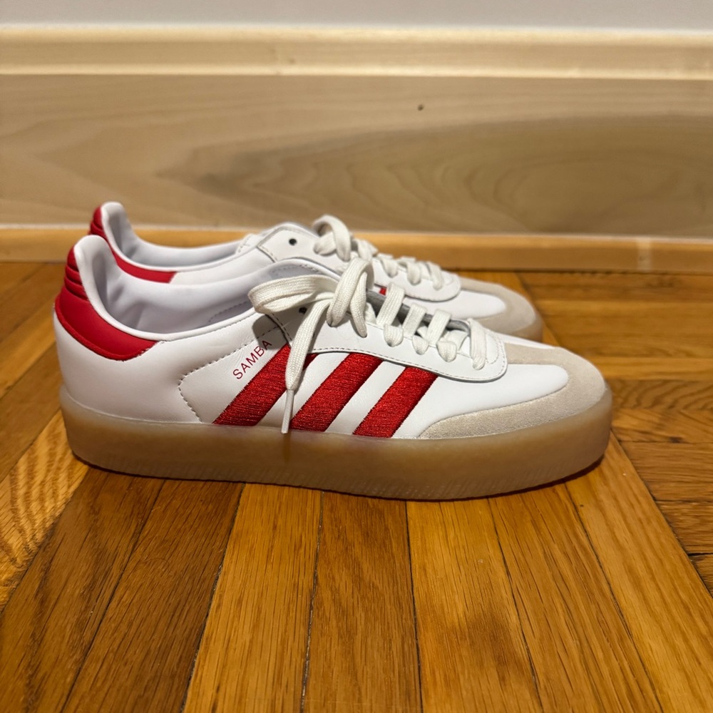 Adidas White and Red Sambae